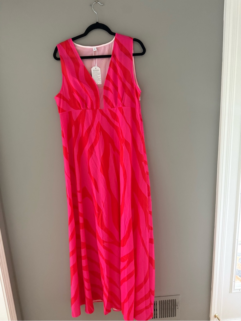 Women's Pink & Fuchsia Sleeveless V-Neck Maxi Dress